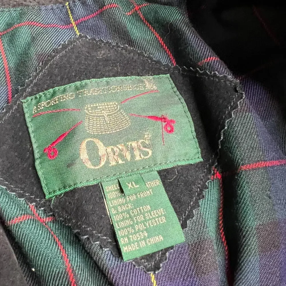 Orvis Genuine Leather‎ Suede Bomber Jacket Men’s XL – Plaid Lining, Zip Front